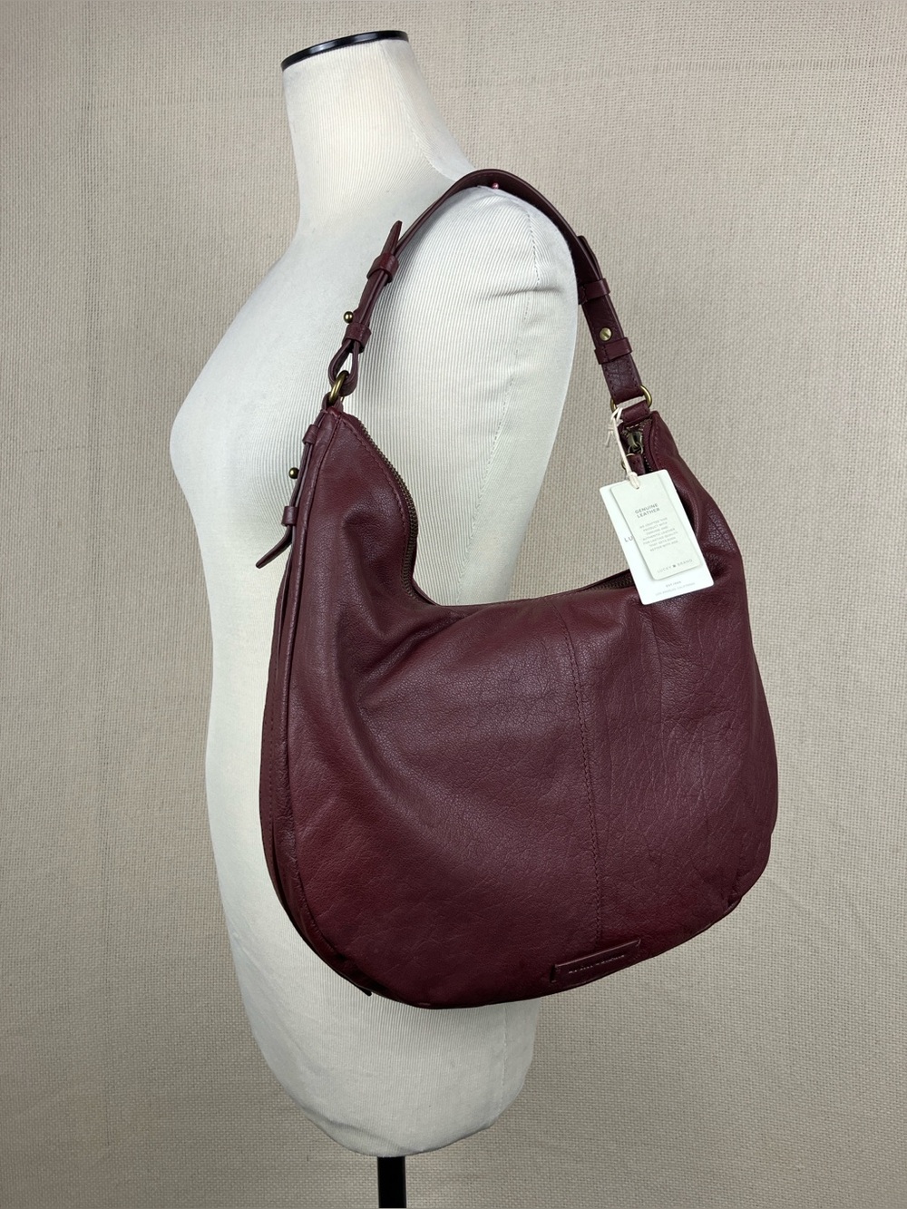 Lucky Brand Ebon Leather Hobo Shoulder Bag Purse